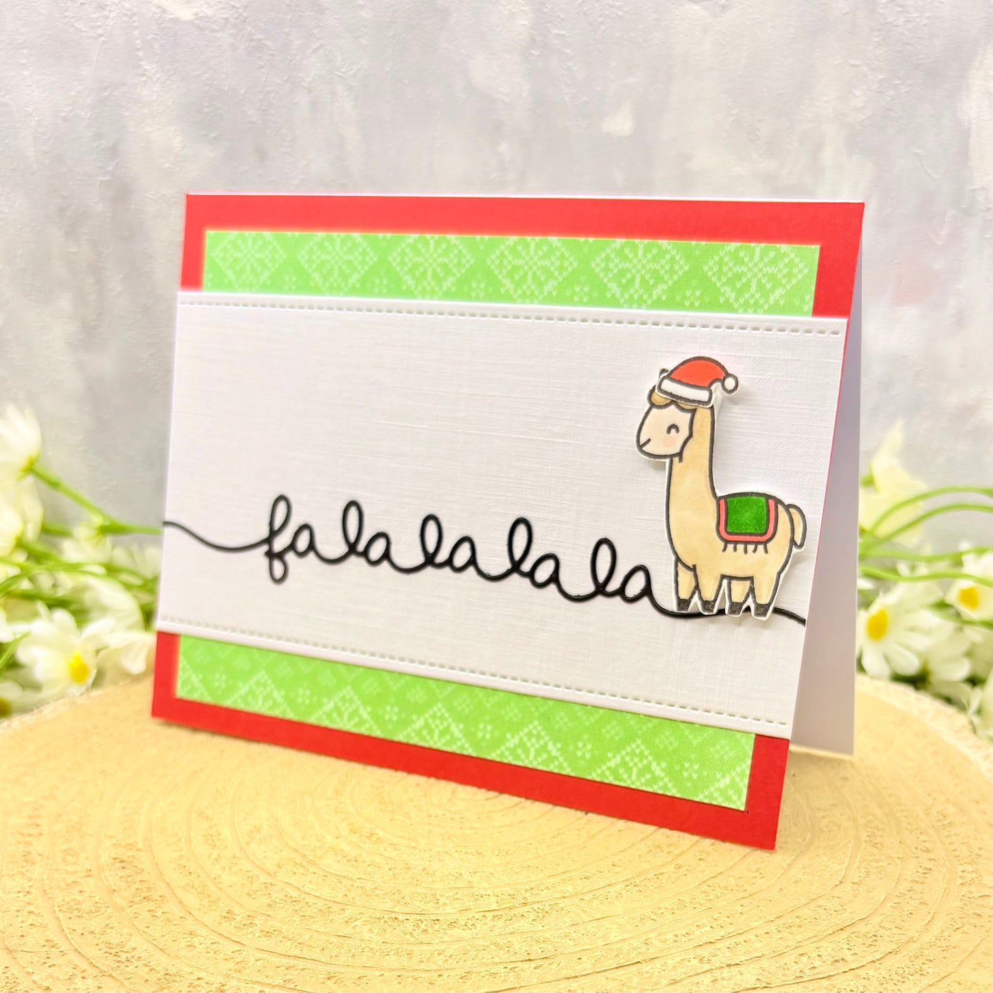 Fa la la Llama Handmade Christmas Card-1