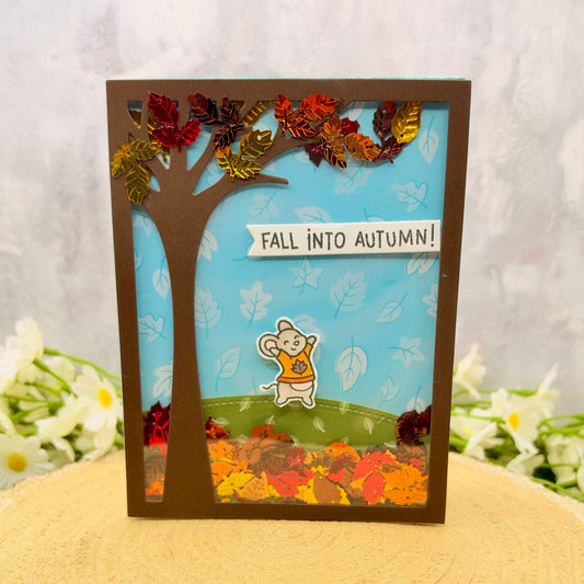 Fall Into Autumn Handmade Shaker Card
