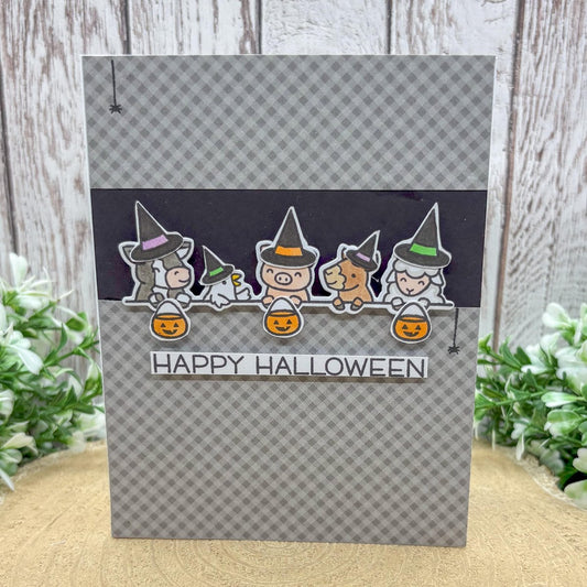 Farm Animals Handmade Halloween Card