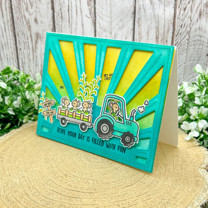 Farmer Mice In Tractor Handmade Birthday Card
