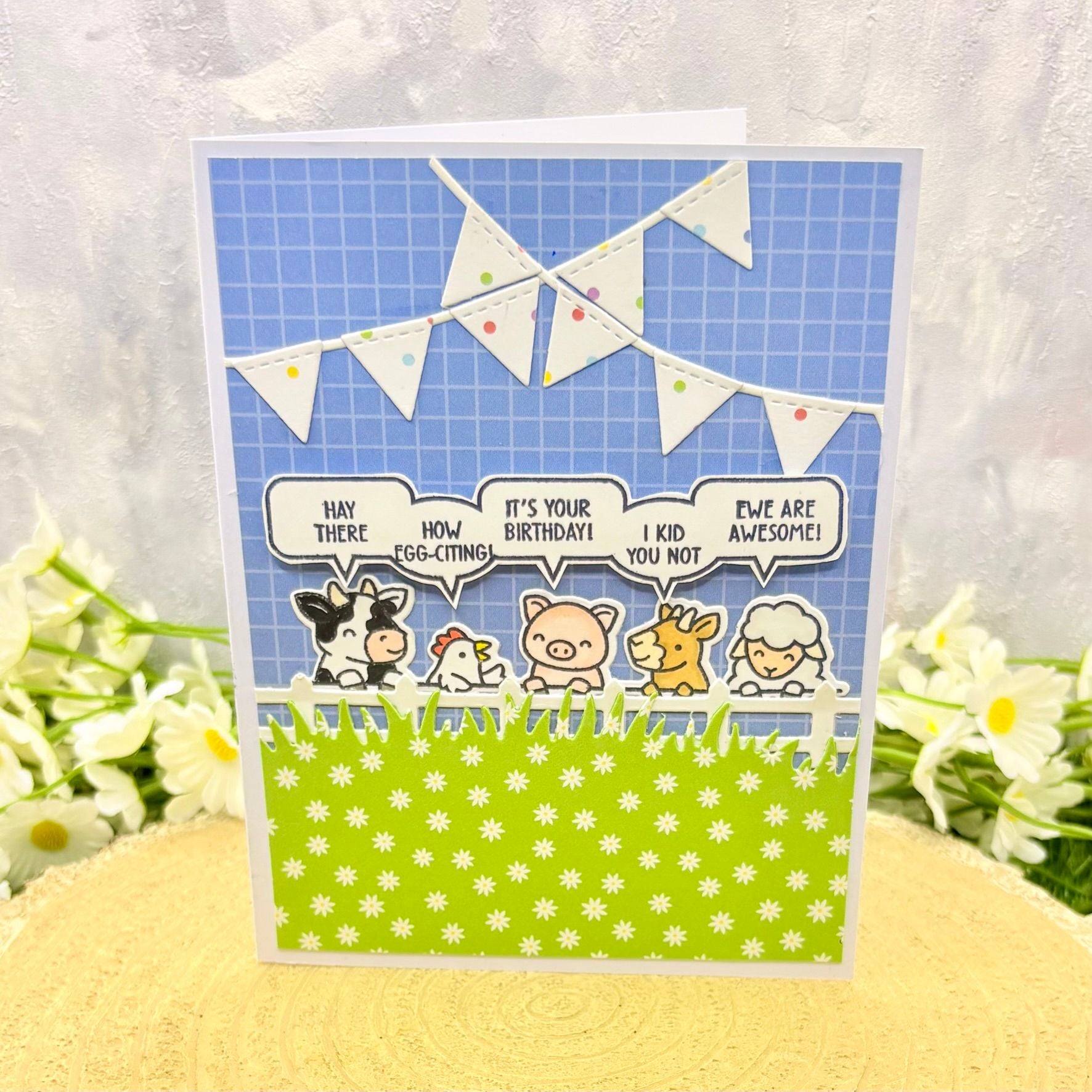 Farmyard Animal Quotes Handmade Birthday Card-1