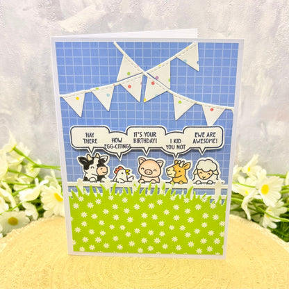 Farmyard Animal Quotes Handmade Birthday Card-1