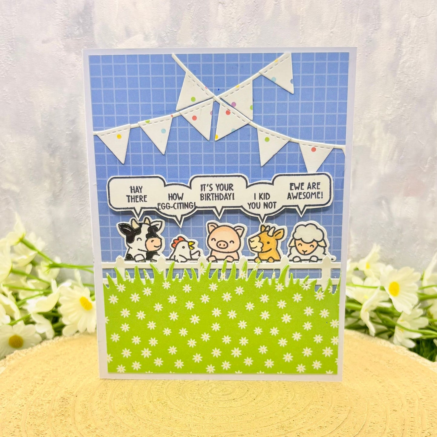 Farmyard Animal Quotes Handmade Birthday Card