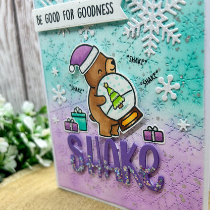 Festive Bear & Snow Globe Handmade Christmas Card-2