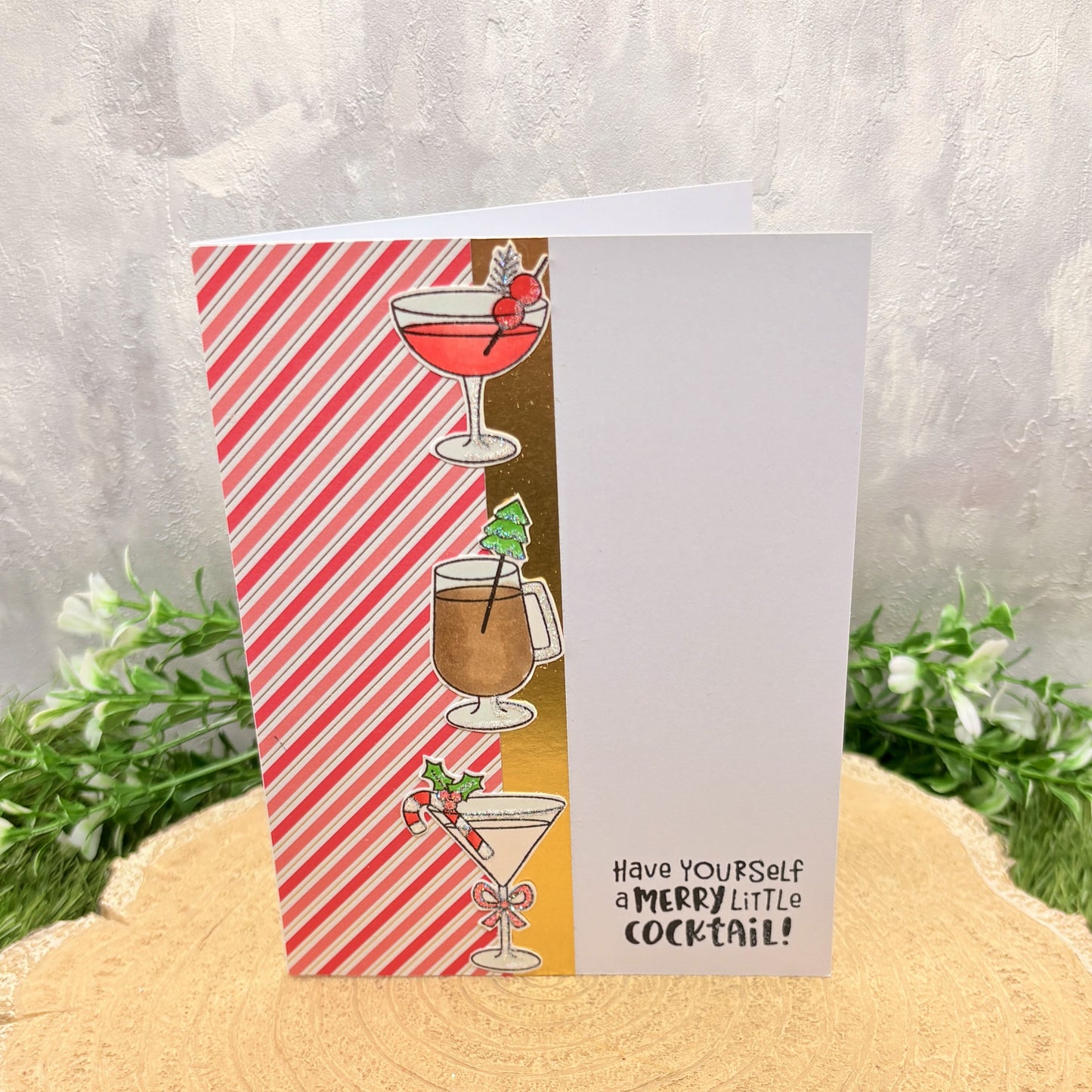 Festive Cocktails Handmade Christmas Card-1
