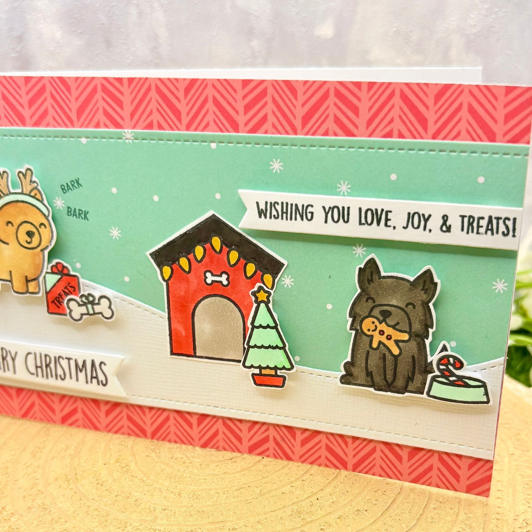 Festive Dogs Handmade Christmas Card-2