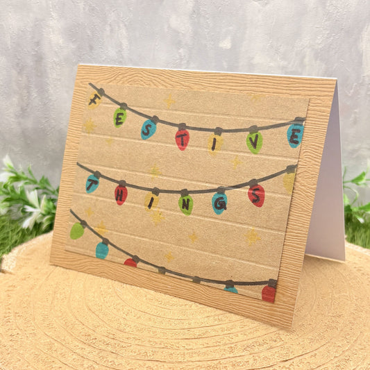 Festive Things String Lights Handmade Christmas Card-1