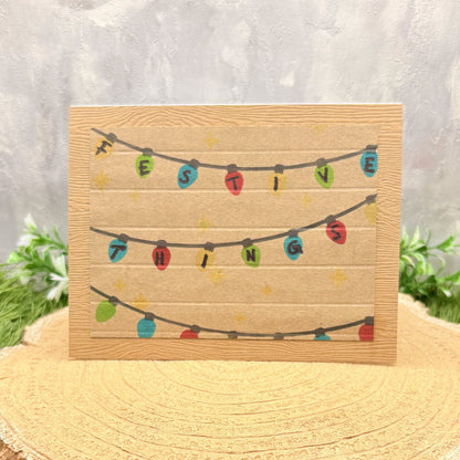 Festive Things String Lights Handmade Christmas Card