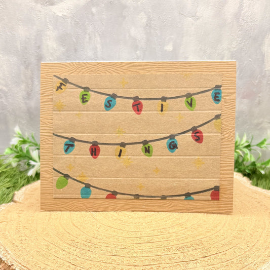 Festive Things String Lights Handmade Christmas Card