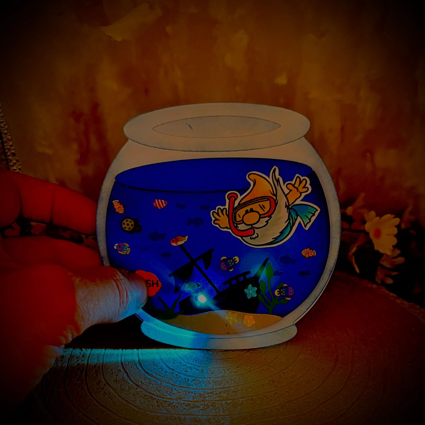 Fish Bowl Shaped Handmade Light Up Card-2