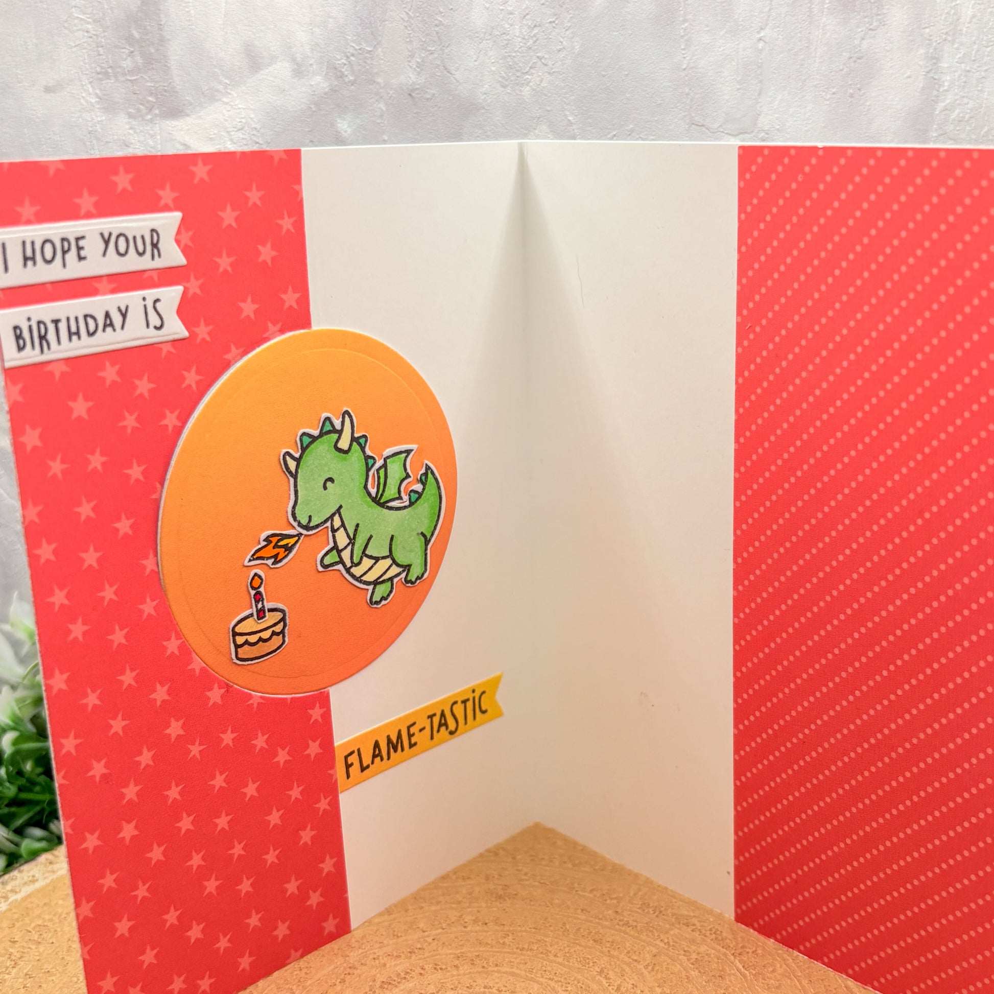 Flame-tastic Spinning Dragon Handmade Birthday Card-2