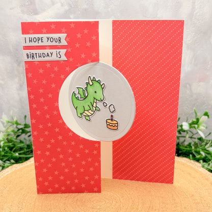 Flame-tastic Spinning Dragon Handmade Birthday Card