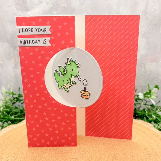 Flame-tastic Spinning Dragon Handmade Birthday Card