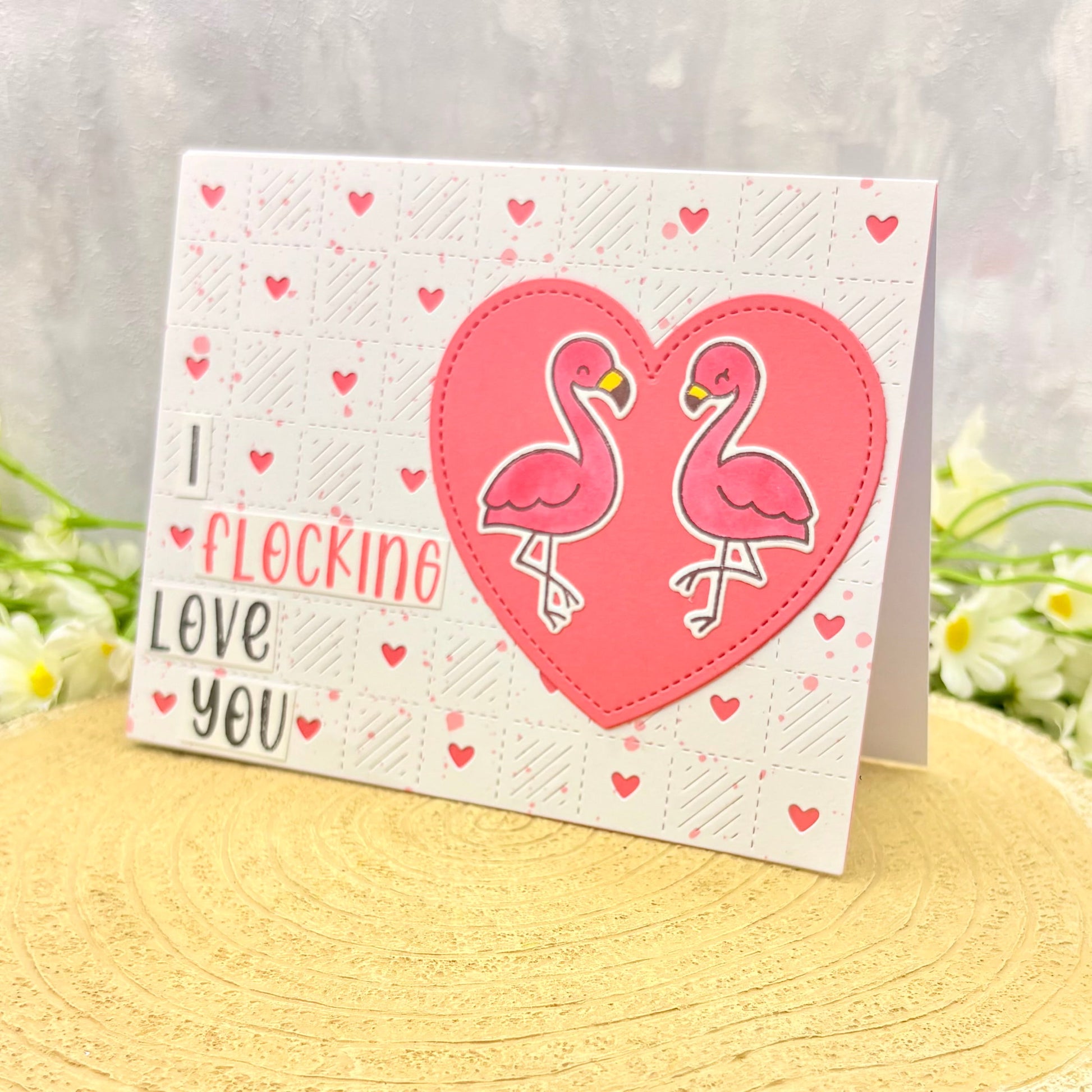 Flamingo Couple I Flocking Love You Handmade Card-1