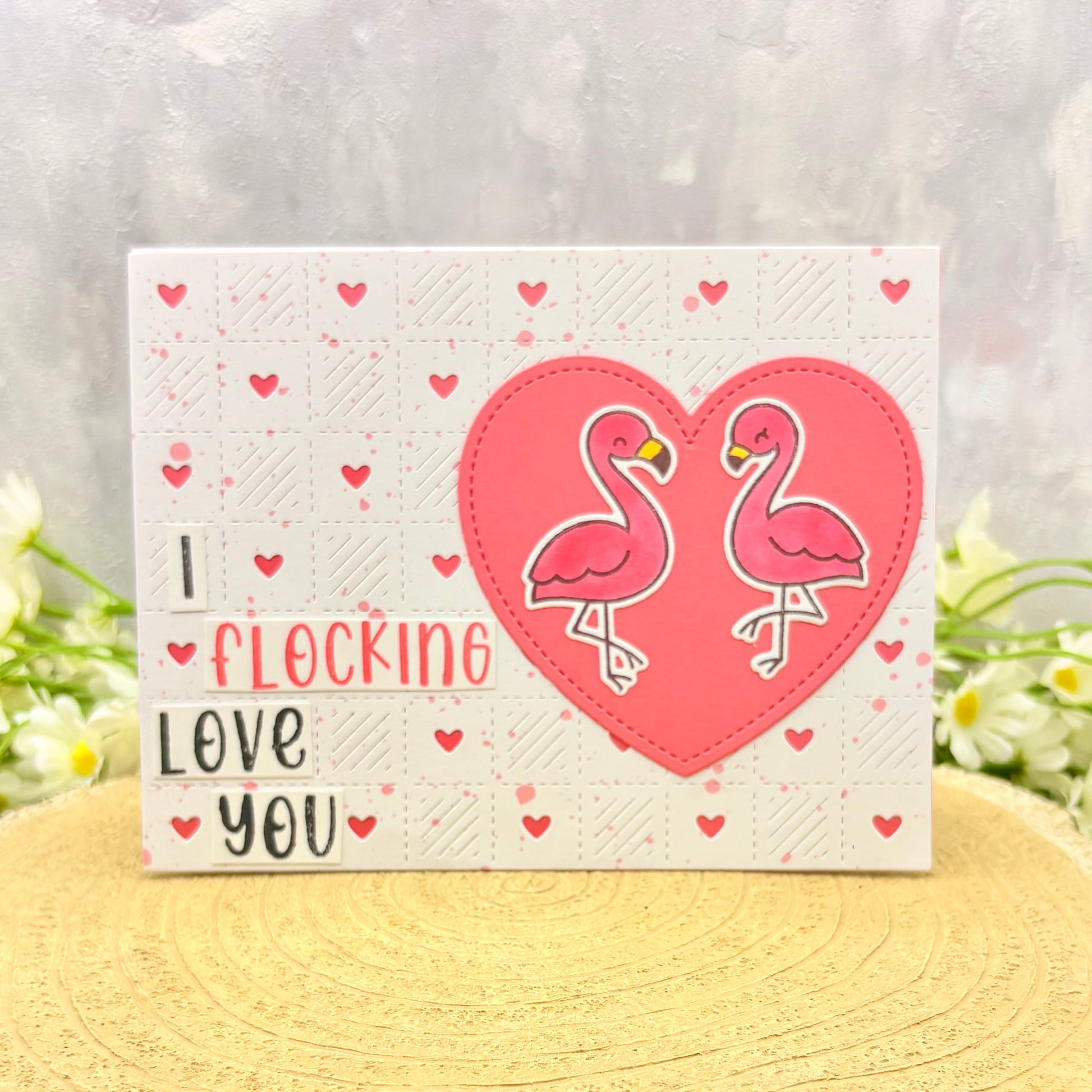 Flamingo Couple I Flocking Love You Handmade Card