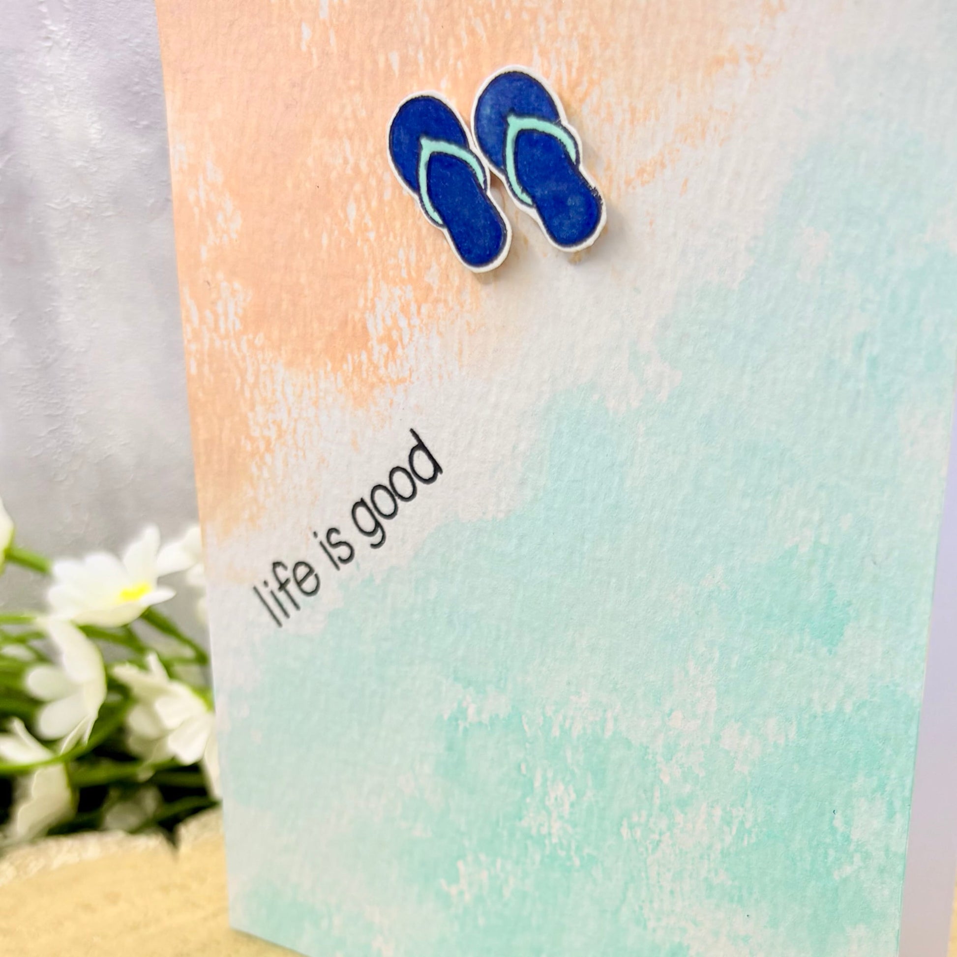 Flip Flops On Beach Life Is Good Handmade Card-2