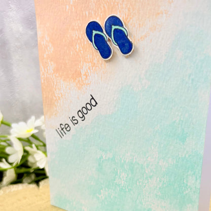 Flip Flops On Beach Life Is Good Handmade Card-2