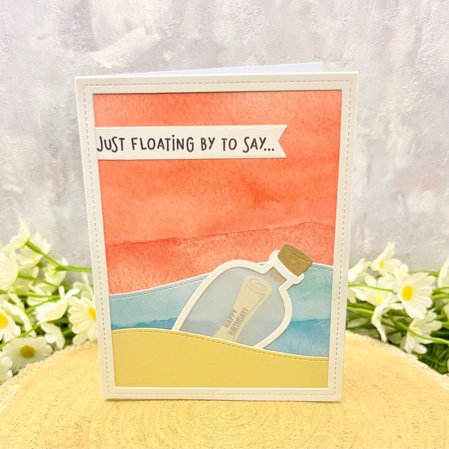 Floating By To Say Happy Birthday Handmade Card-1