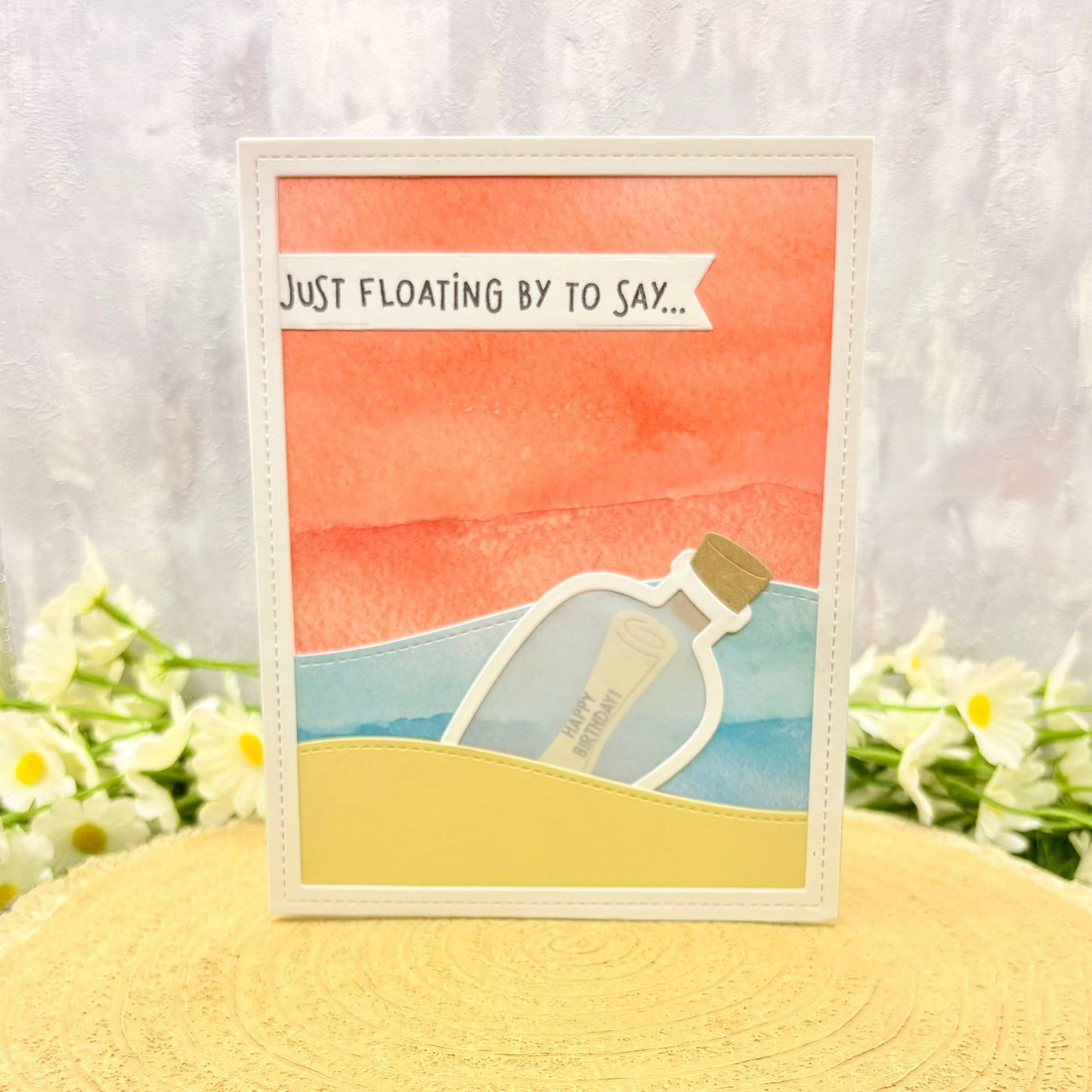 Floating By To Say Happy Birthday Handmade Card
