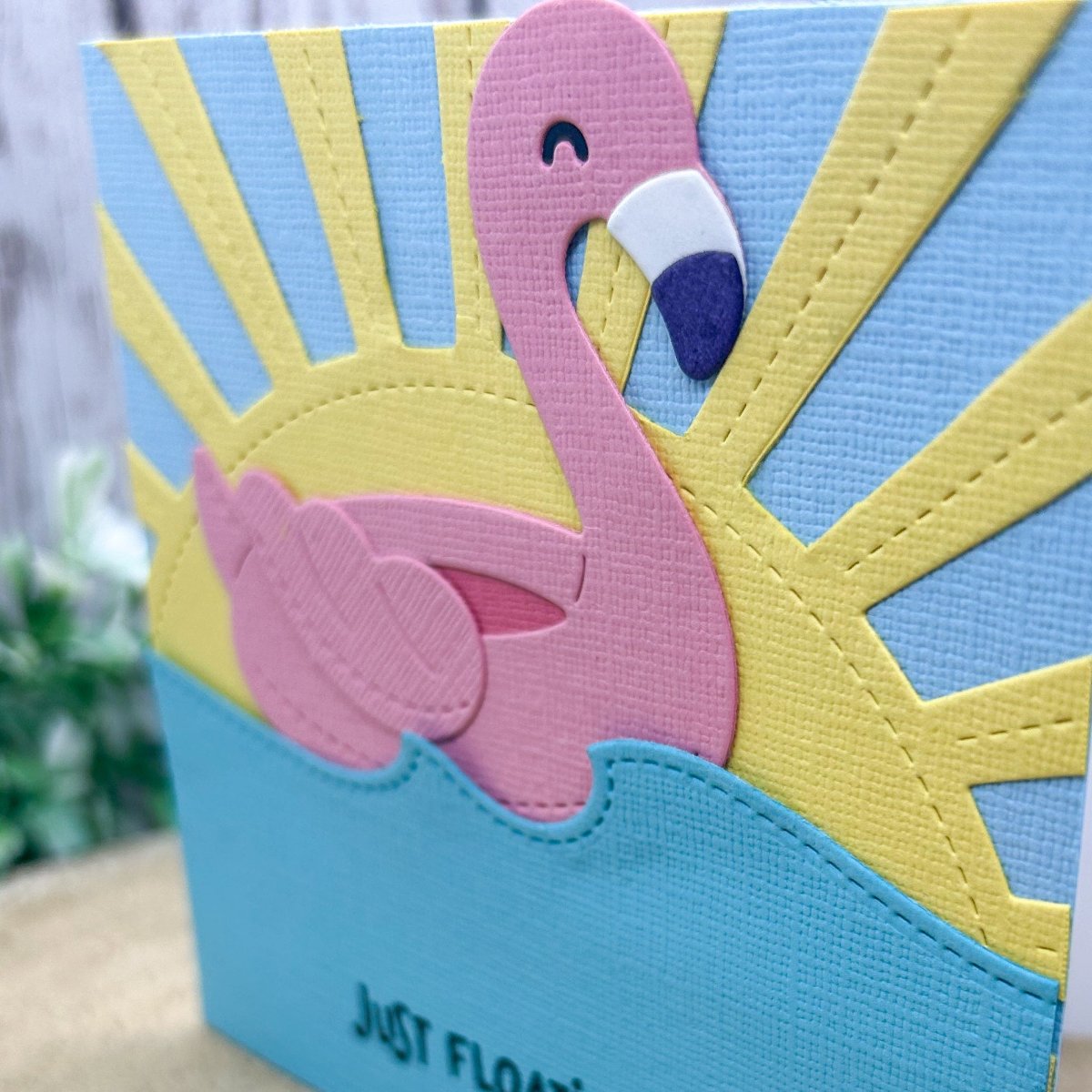 Floating Flamingo Mini Handmade Birthday Card-2