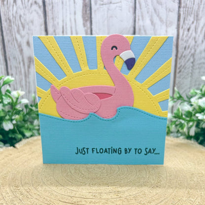 Floating Flamingo Mini Handmade Birthday Card
