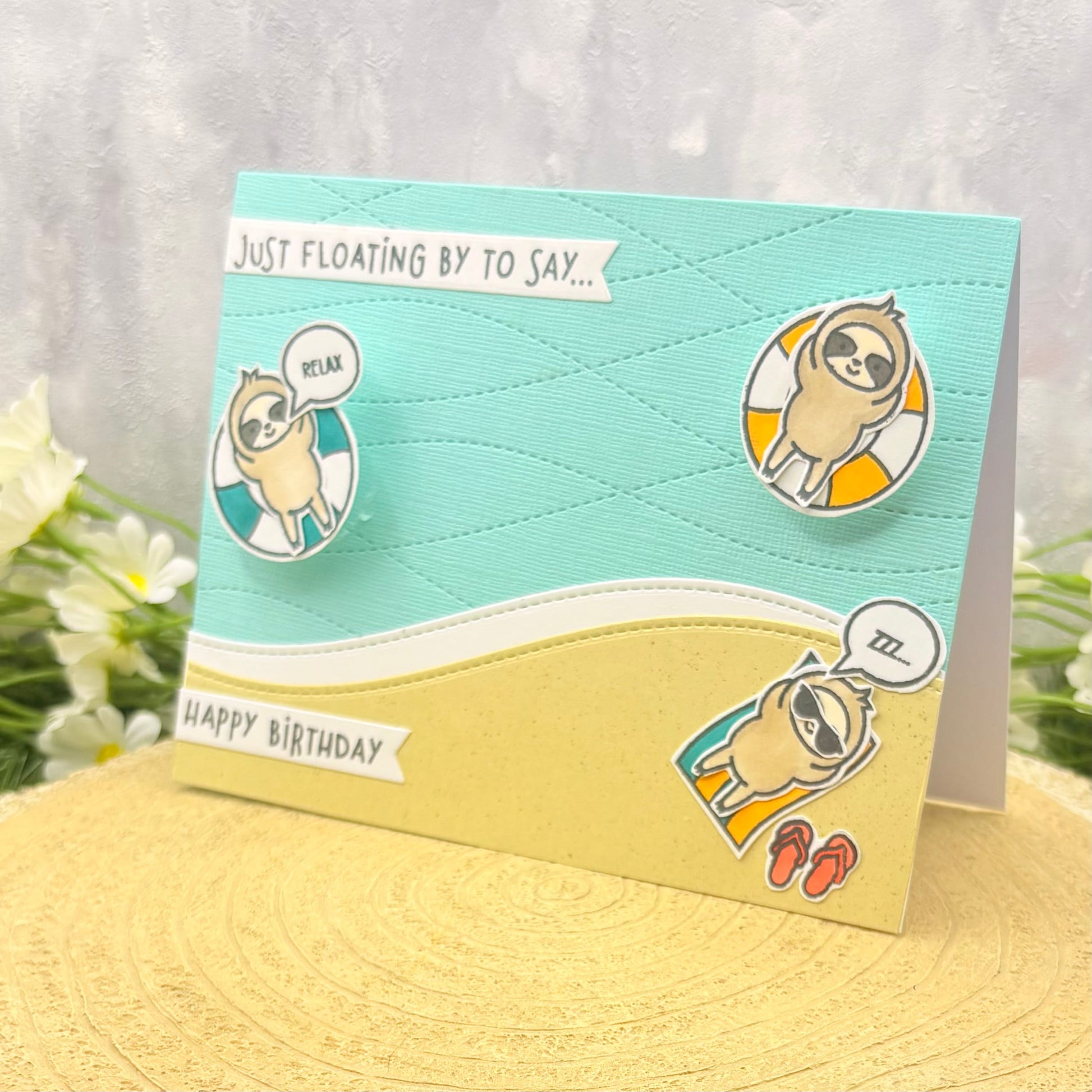 Floating Sloths Handmade Birthday Card-1