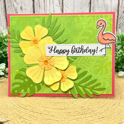 Floral Flamingo Handmade Birthday Card