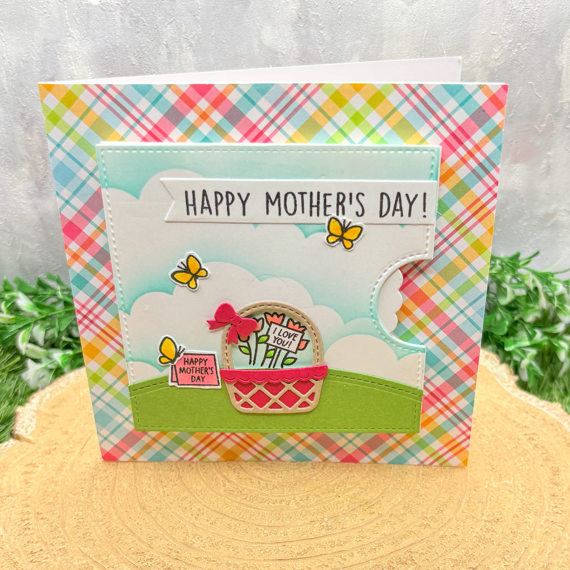 Flower Basket Reveal Wheel Handmade Mother's Day Card-1