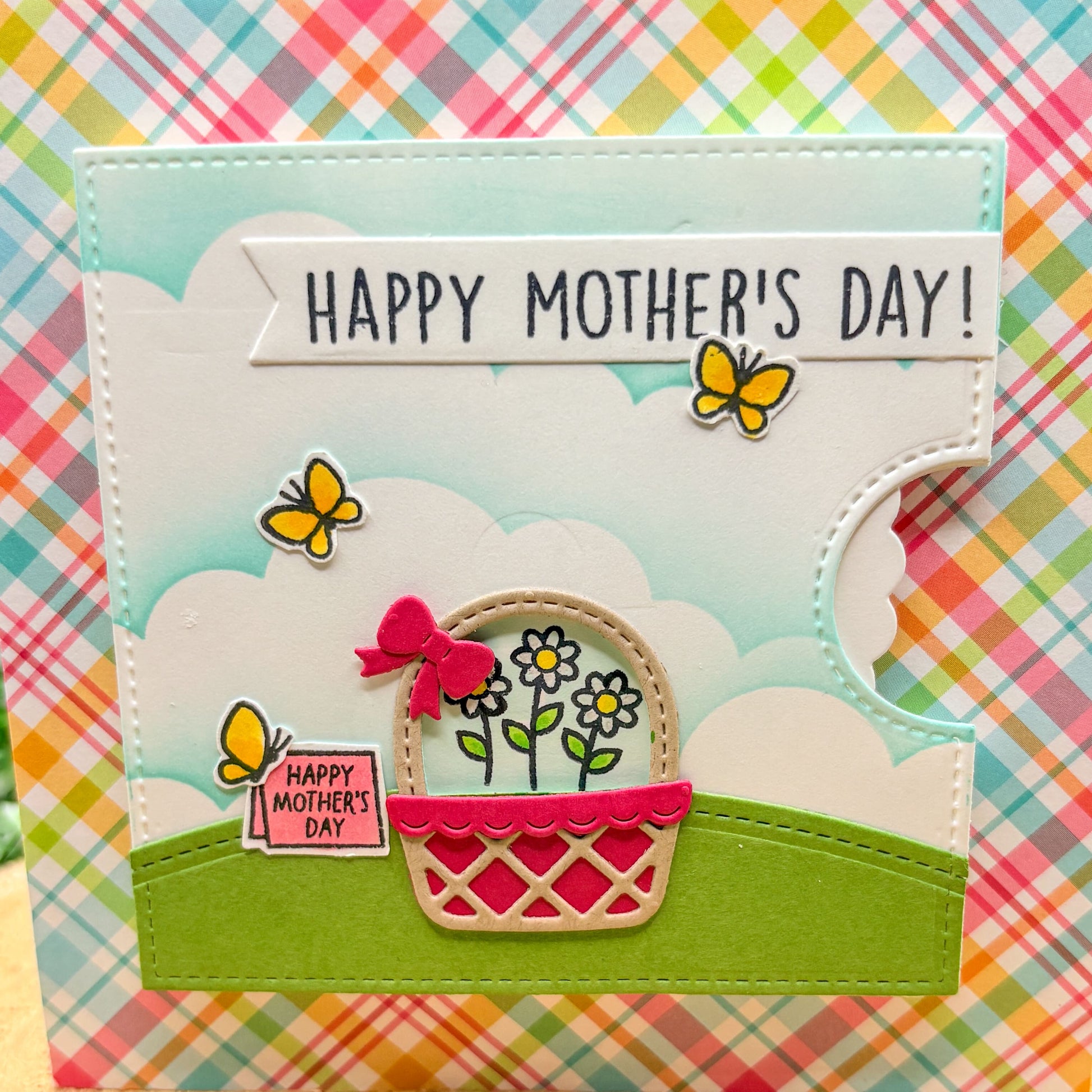 Flower Basket Reveal Wheel Handmade Mother's Day Card-2