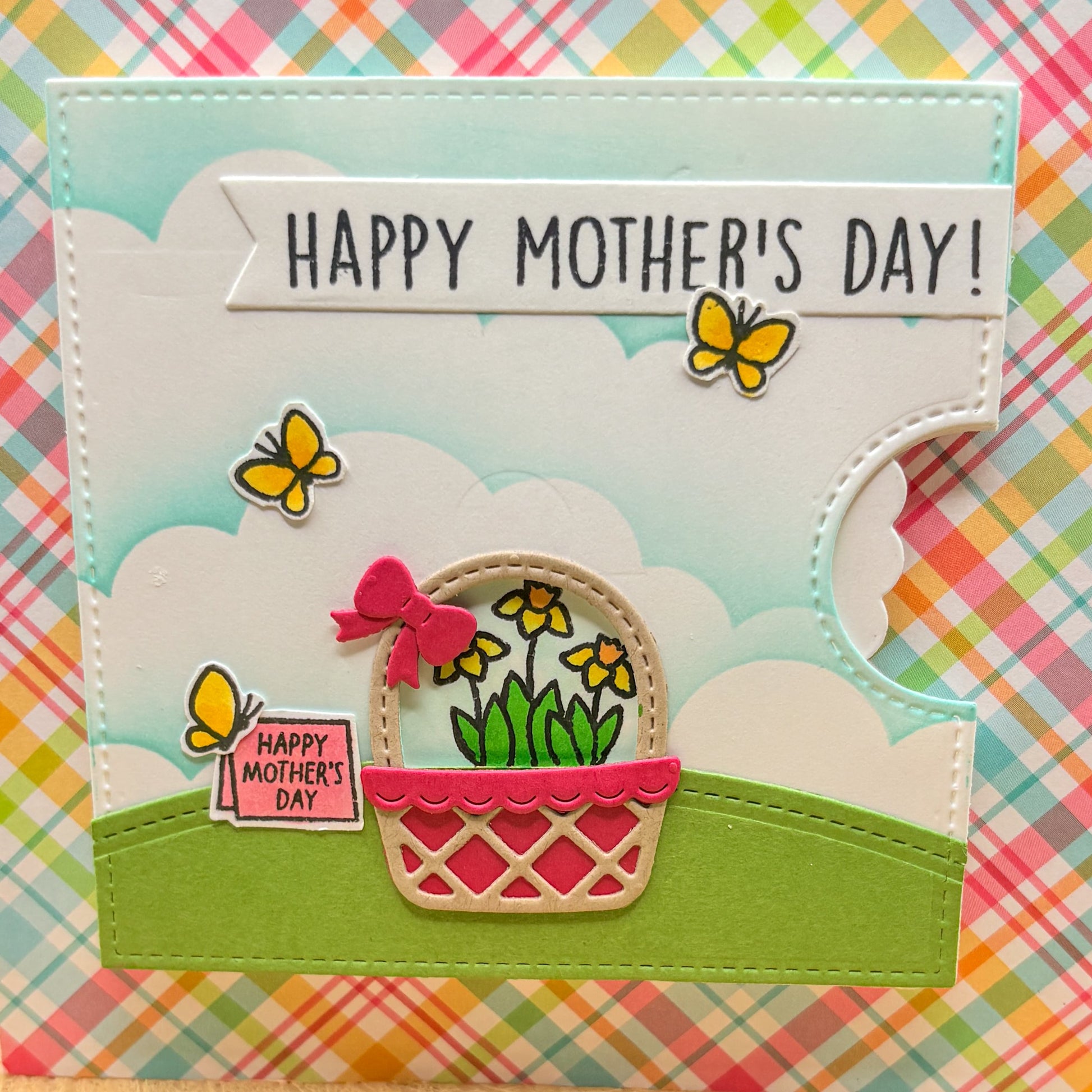 Flower Basket Reveal Wheel Handmade Mother's Day Card-3