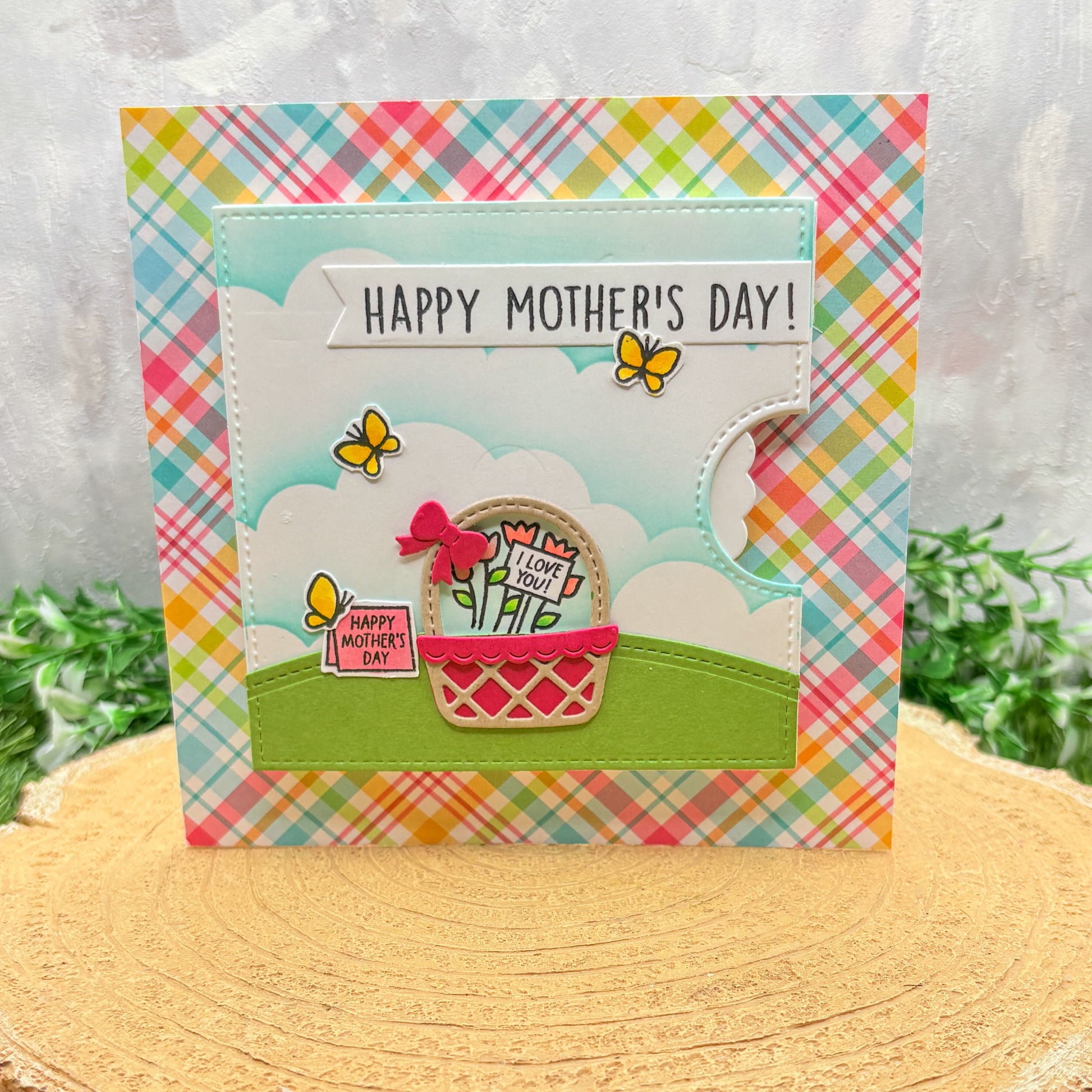Flower Basket Reveal Wheel Handmade Mother's Day Card