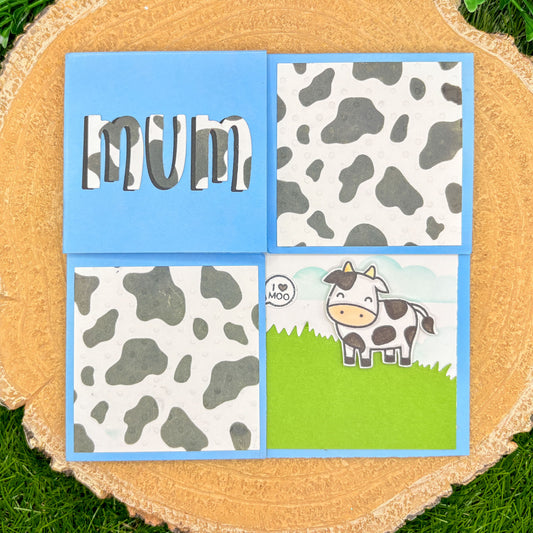 Fold Out Mum I Love Moo Handmade Birthday Card
