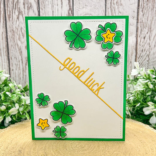 Four Leaf Clover Handmade Good Luck Card