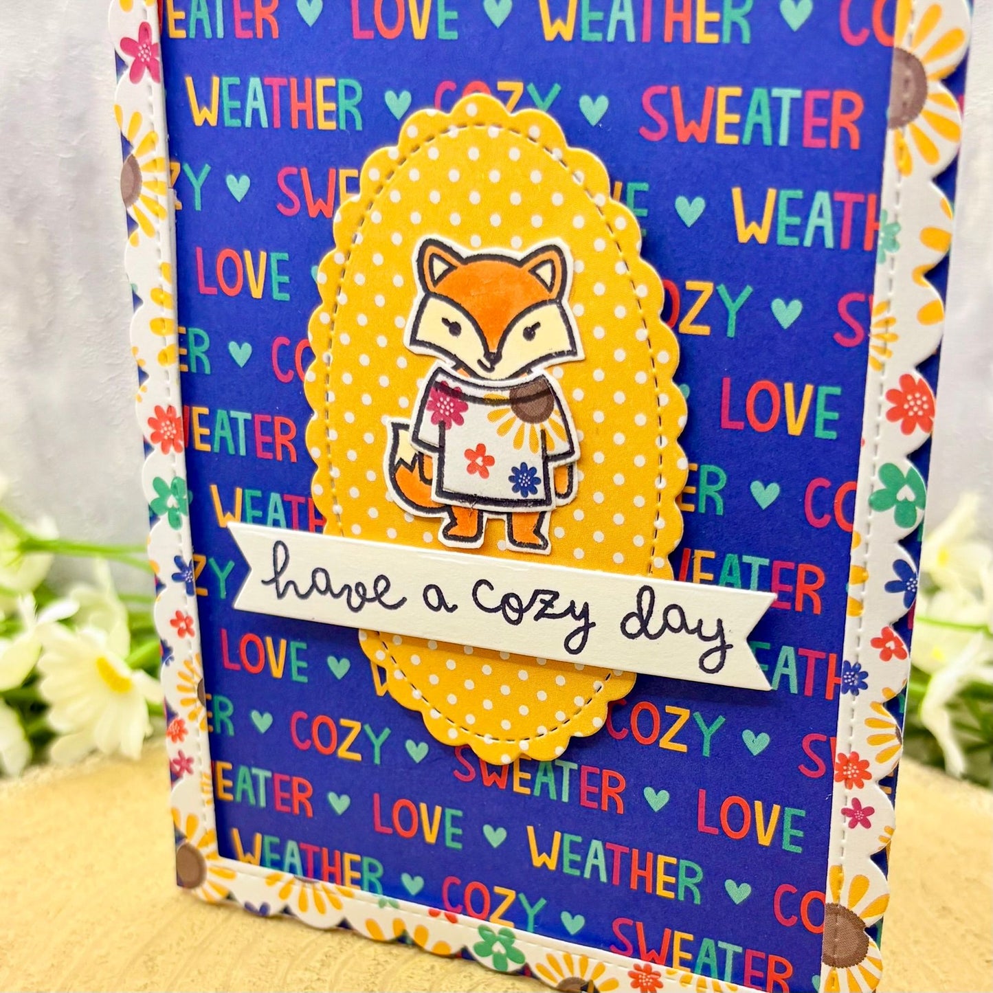 Fox in Sweater Cozy Day Handmade Card-2