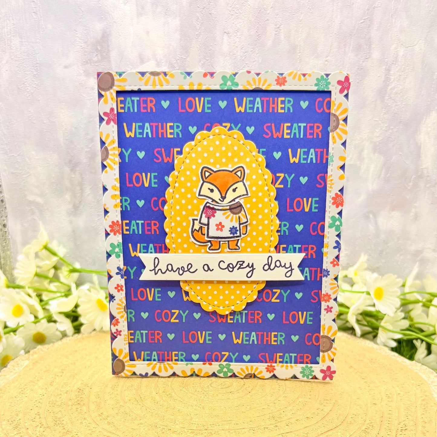 Fox in Sweater Cozy Day Handmade Card