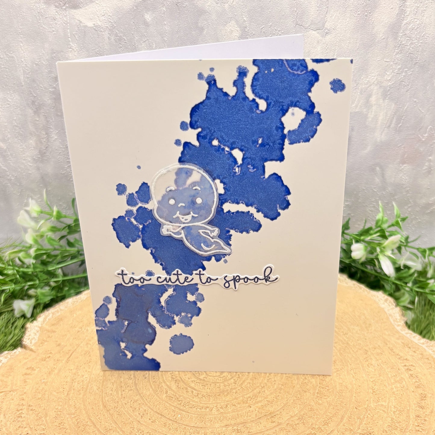 Friendly Ghost Too Cute To Spook Handmade Halloween Card-1