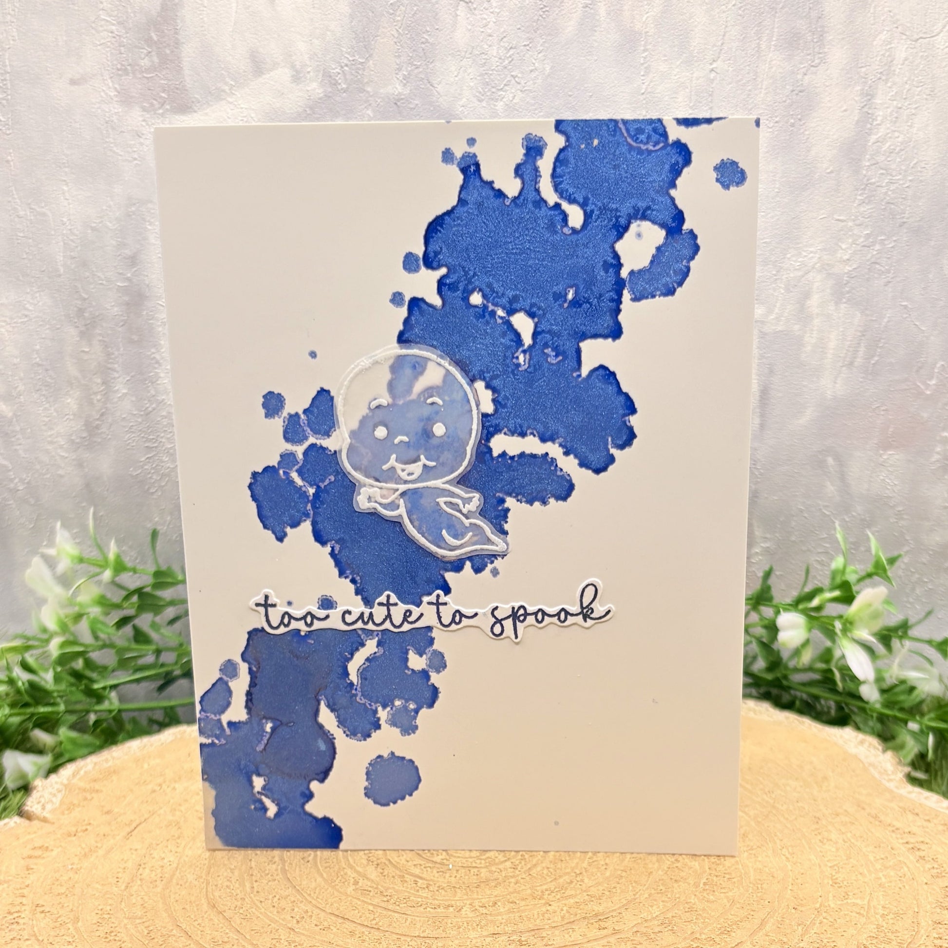 Friendly Ghost Too Cute To Spook Handmade Halloween Card