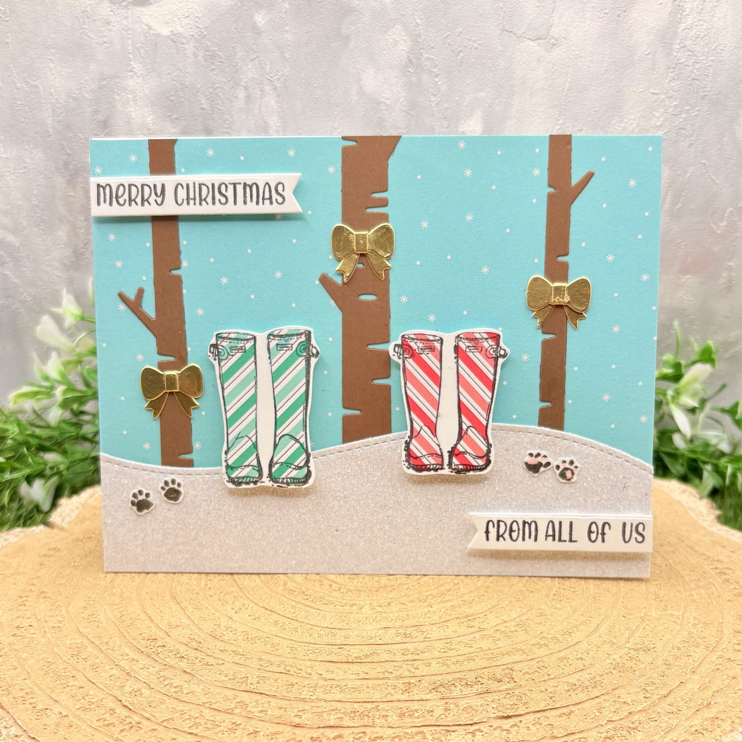 From All Of Us Colourful Wellies Handmade Christmas Card