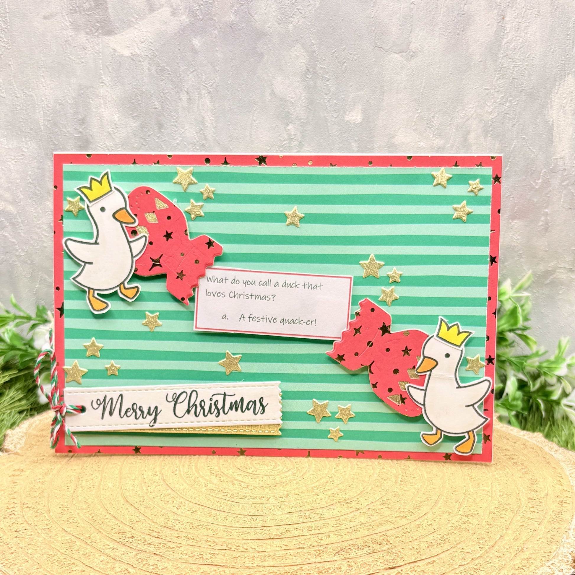 Funny Duck Joke Handmade Christmas Card