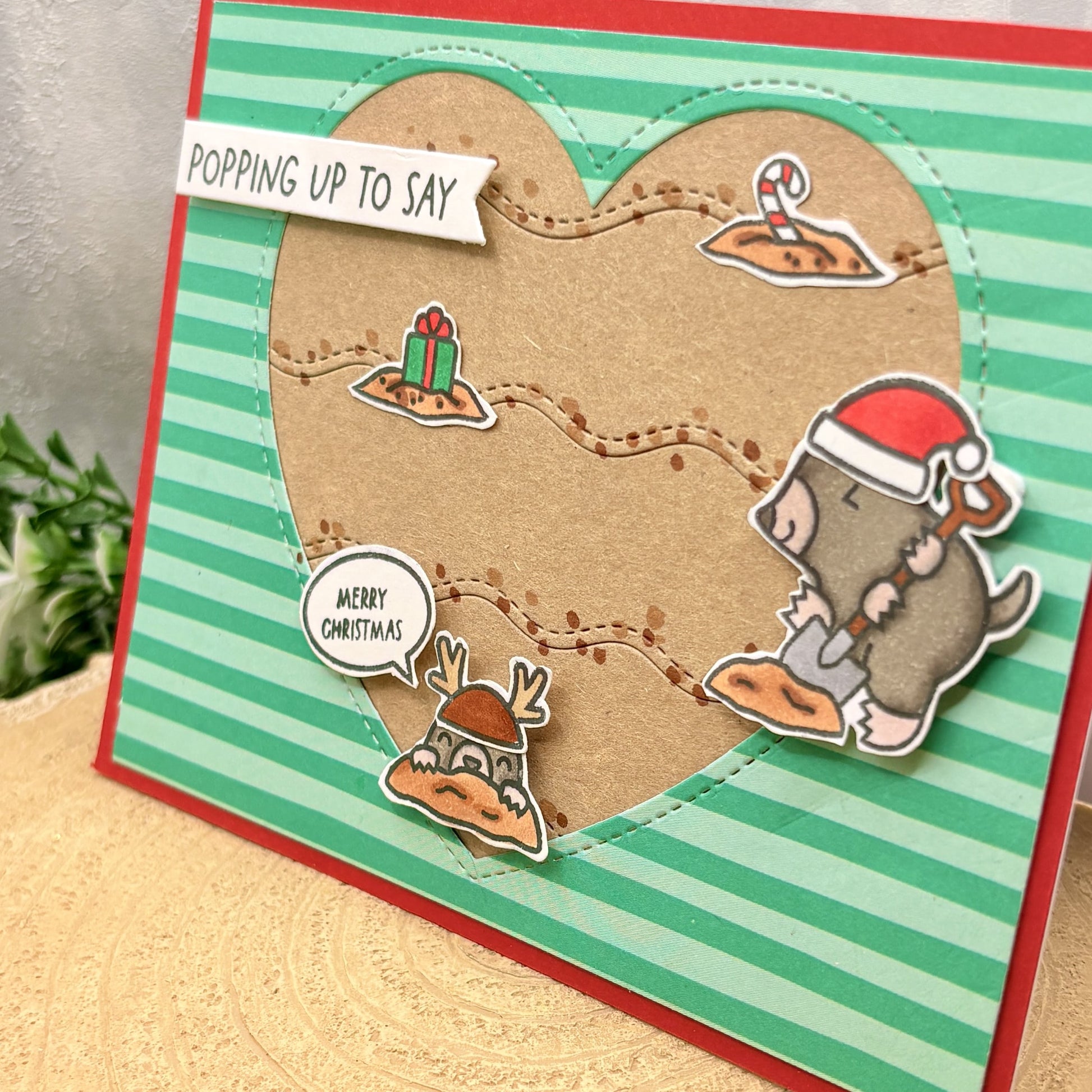 Funny Festive Moles Handmade Christmas Card-2