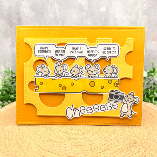 Funny Mice & Cheese Puns Handmade Birthday Card