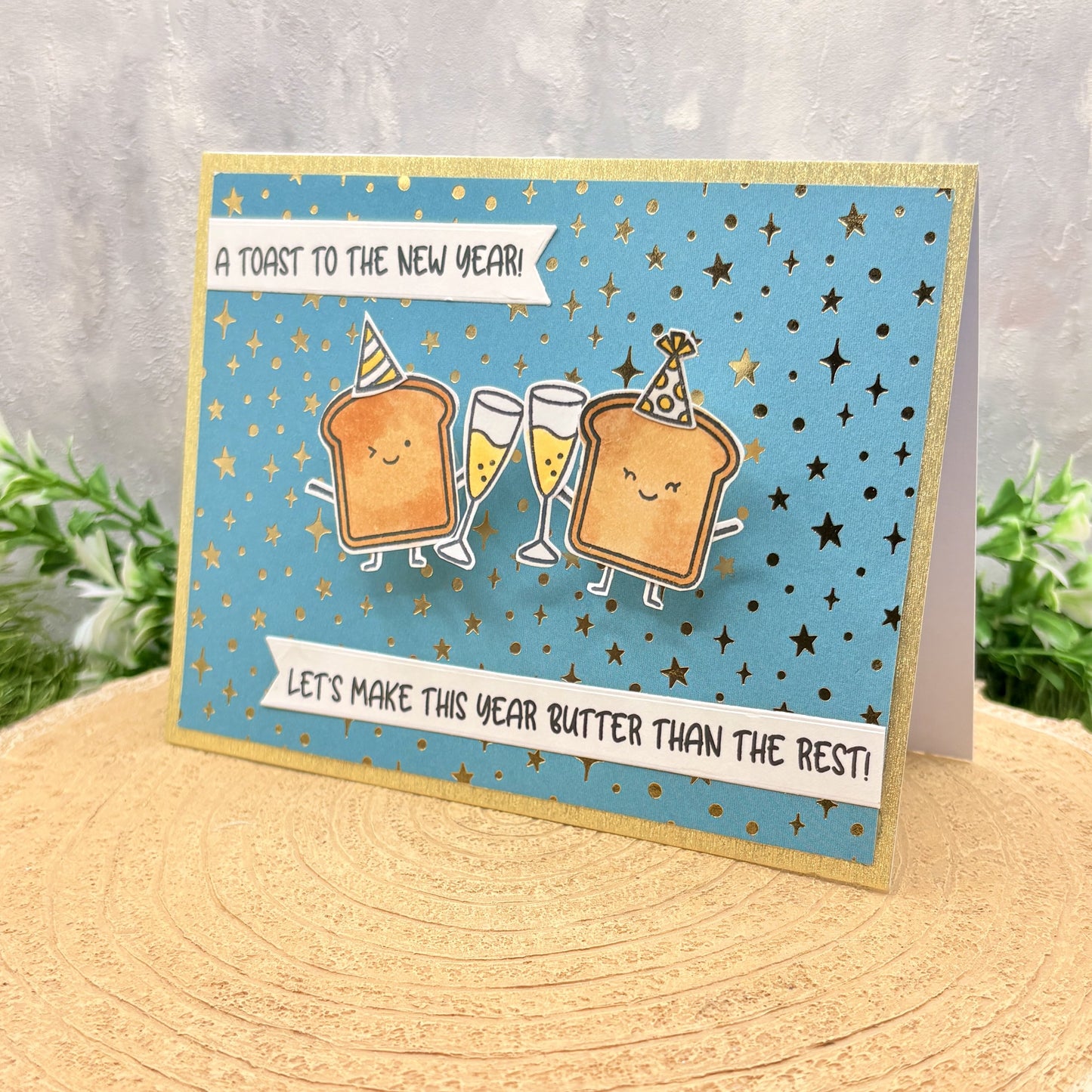 Funny Toast Pun Handmade New Year Card