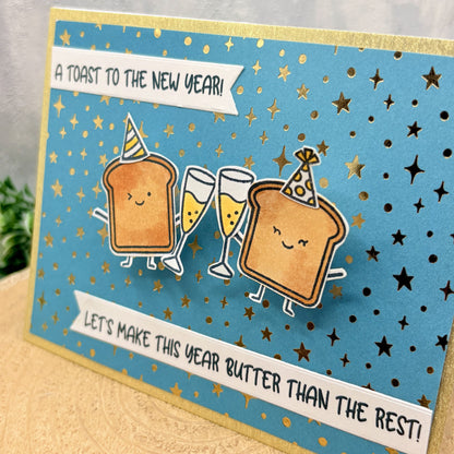 Funny Toast Pun Handmade New Year Card-2