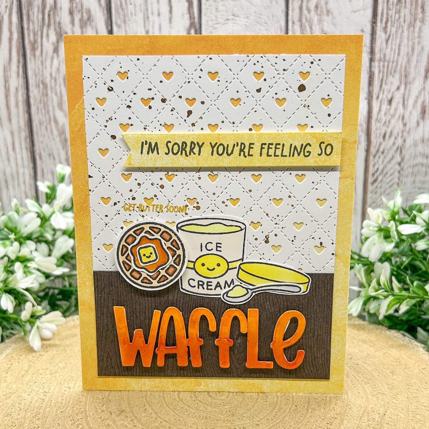 Funny Waffle Pun Handmade Get Well Card