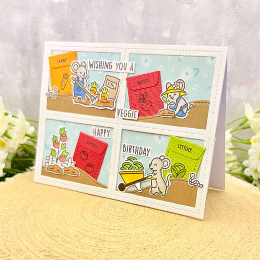 Gardening Mice Handmade Birthday Card-1