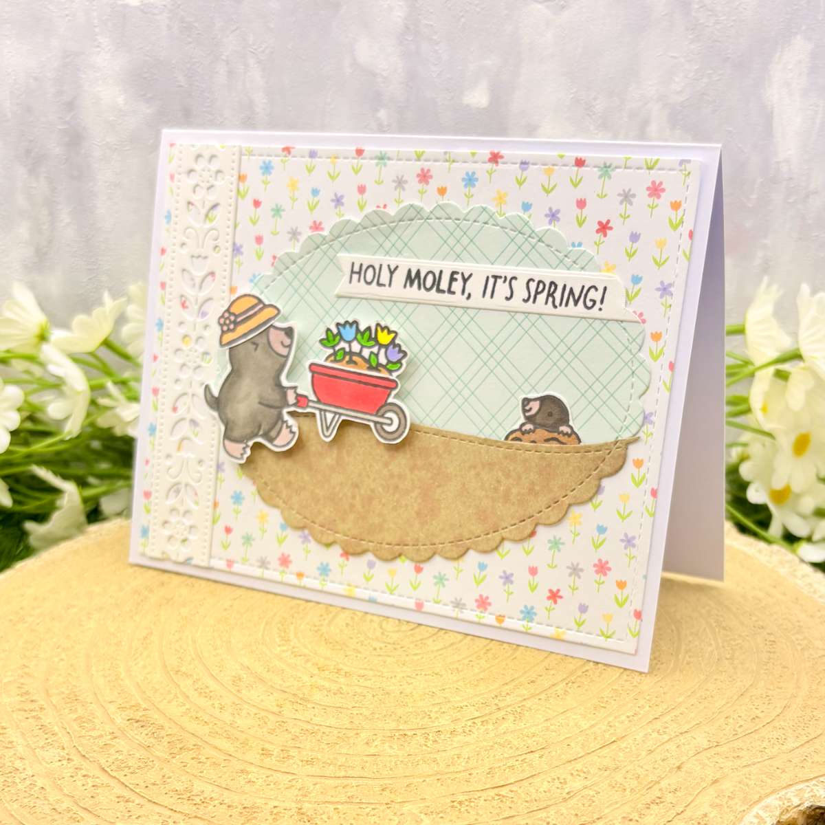 Gardening Moles Spring Themed Handmade Card-1