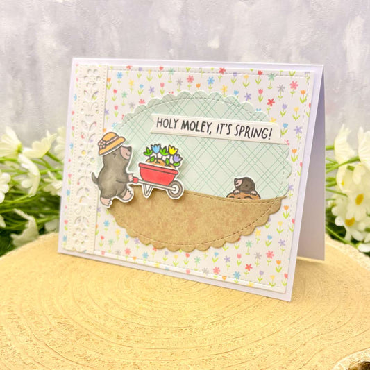 Gardening Moles Spring Themed Handmade Card-1