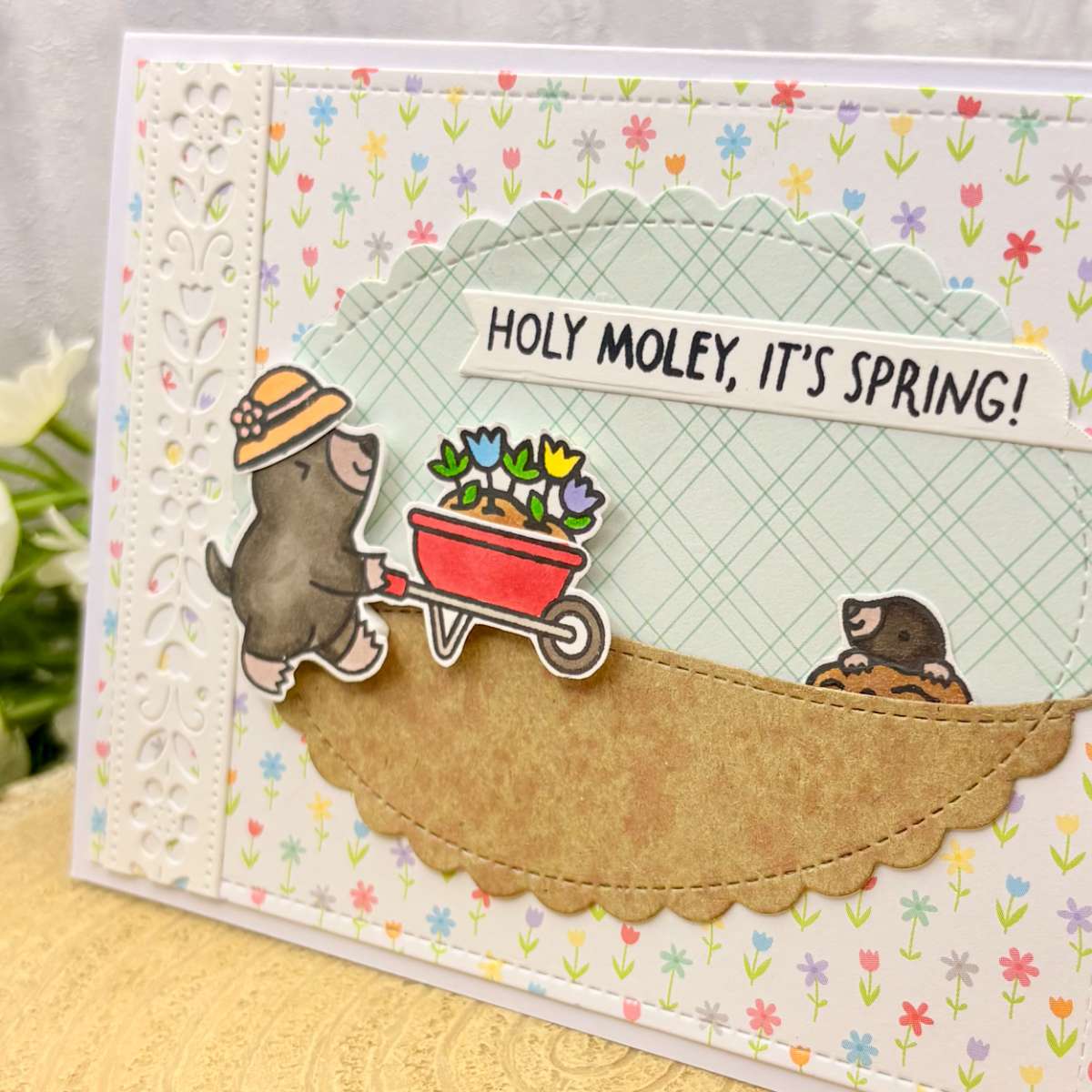 Gardening Moles Spring Themed Handmade Card-2