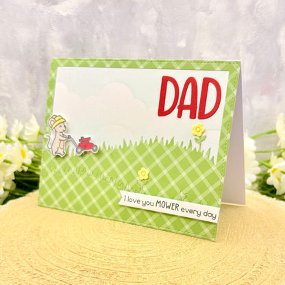 Gardening Mouse 'I Love You Mower' Handmade Father's Day Card-1
