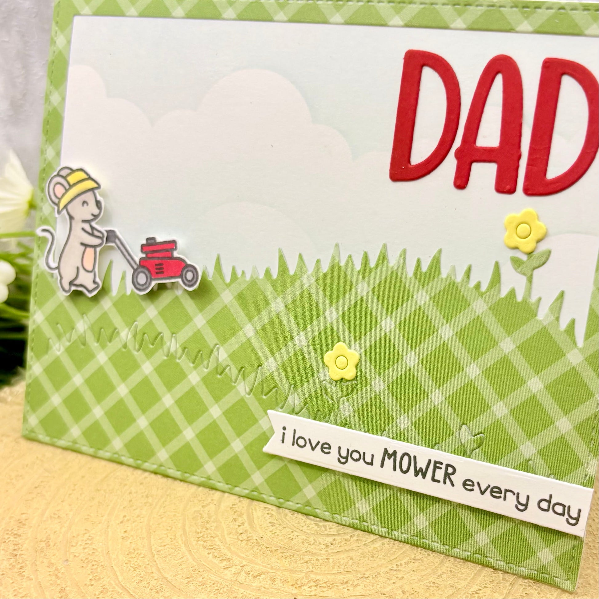 Gardening Mouse 'I Love You Mower' Handmade Father's Day Card-2